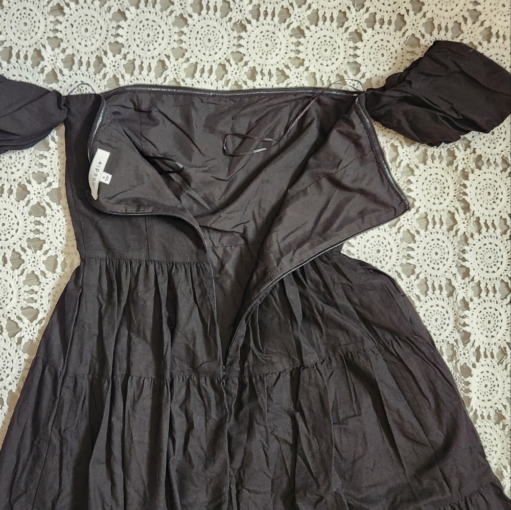 Moodie Off Shoulder Large Skirt Black Dress Small - Picture 5 of 9